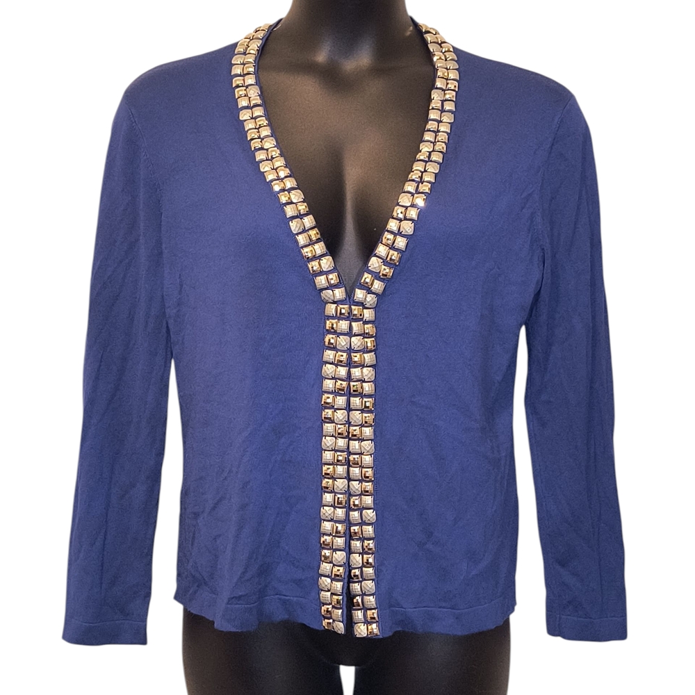 Jones New York Embellished Blue Cardigan